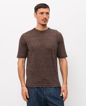 Cashmere&Whiskey Коричнева футболка з льону та шовку M54268085