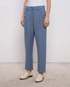 Brunello Cucinelli Сині штани з льоном MH126P9148