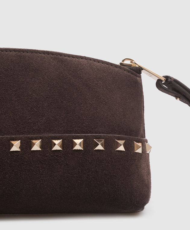 Valentino Коричневый замшевый клатч Rockstud 9W2P0BB5KQQ изображение 5