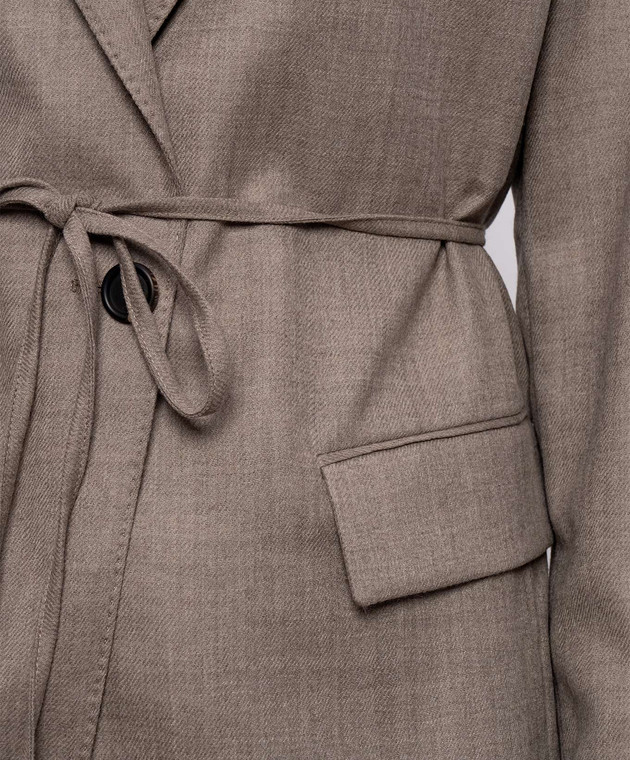Brunello Cucinelli Коричневый двубортный жакет из шерсти MG5507433P изображение 5