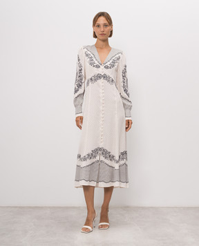 Twinset Платье цвета айвори в горох с цветочным принтом 262TP267B