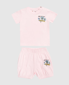 Off-White Дитячий рожевий костюм з футболки та шортів 44G2X00CS26J001