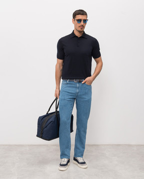 Agnona Сині джинси з льоном з патчем логотипа T711U5YU2131