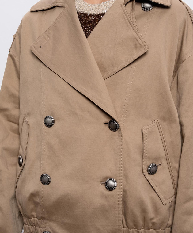 Brunello Cucinelli Бежевая двубортная куртка с льном ML5977604P изображение 5