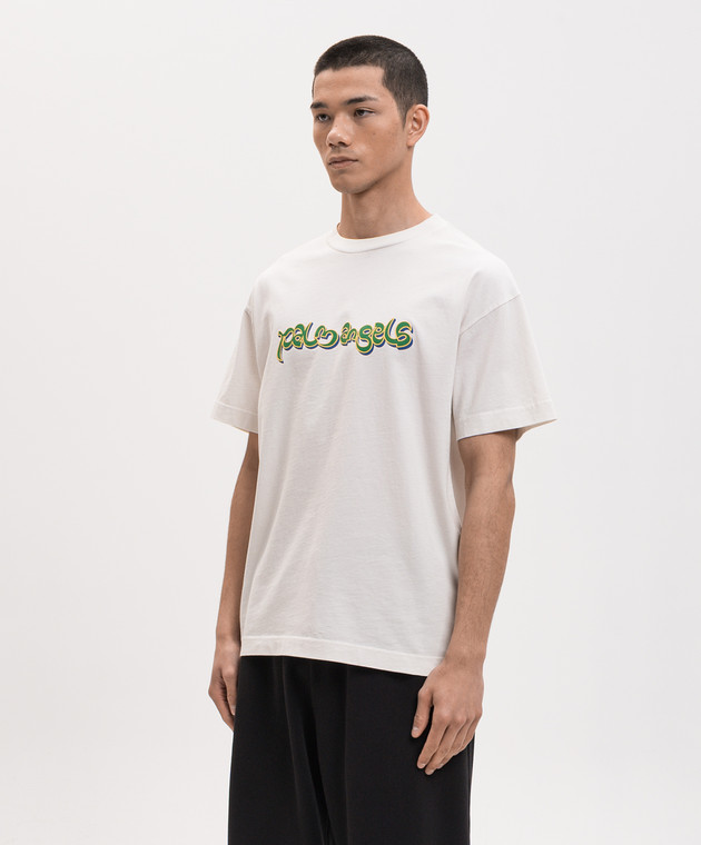 Palm Angels Футболка кольору айворі з принтом логотипа PMAA109S26JER009 зображення 3