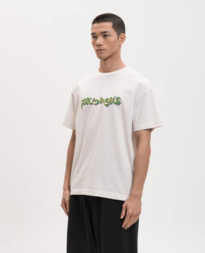 Palm Angels Футболка кольору айворі з принтом логотипа PMAA109S26JER009
