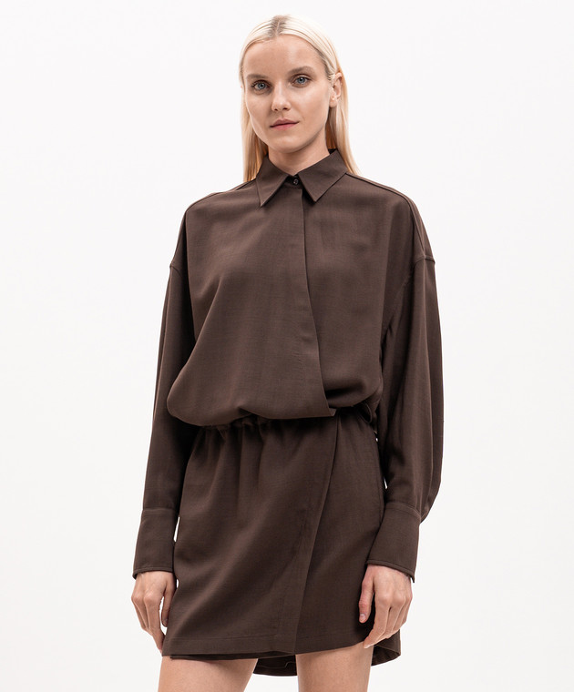 Brunello Cucinelli Коричнева сукня з вовною MP542AB1A1 зображення 3