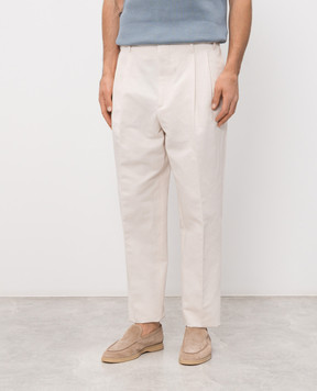 Brunello Cucinelli Бежевые брюки с льном MH253S2440