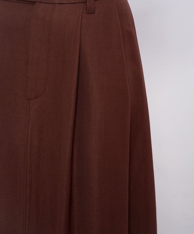 Brunello Cucinelli Коричневая юбка с шелком MH126G3951 изображение 5