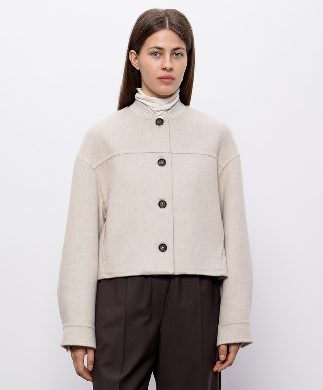 Brunello Cucinelli Бежева куртка з кашеміру MD5037553P зображення 3