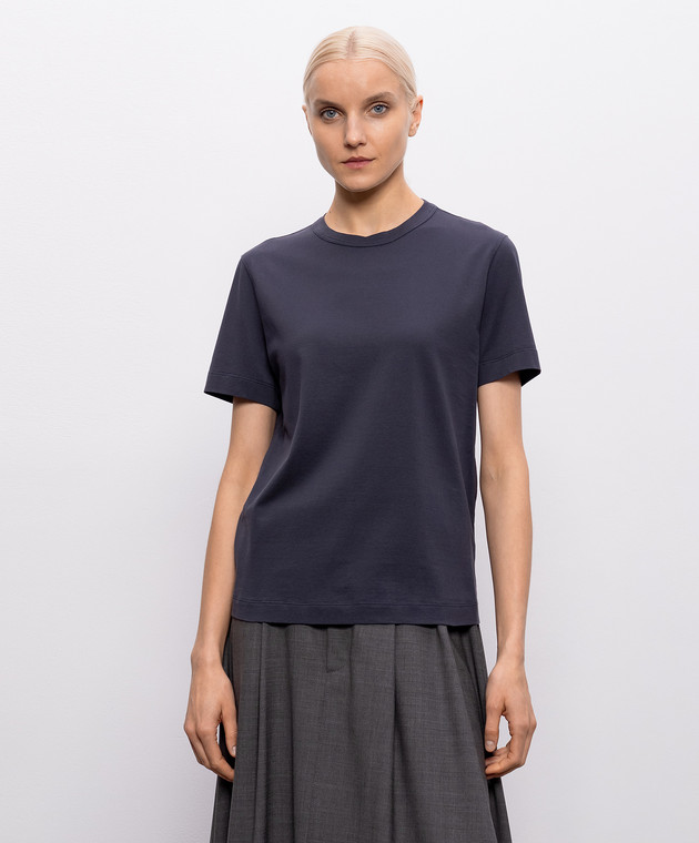 Brunello Cucinelli Синяя футболка с цепочкой MPT81BI100 изображение 3