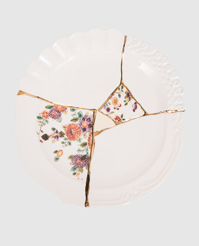 SELETTI Біла порцелянова підставка для торта Kintsugi з позолотою 09644