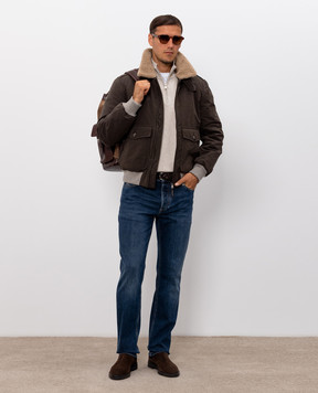 Brunello Cucinelli Бежевый джемпер из кашемира на молнии M2200124