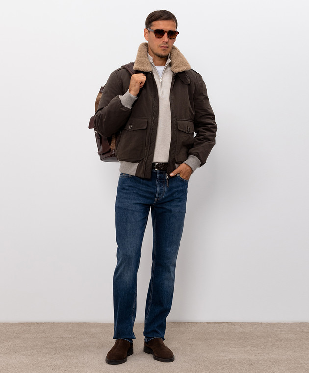 Brunello Cucinelli Бежевий джемпер з кашеміру на блискавці M2200124 зображення 2