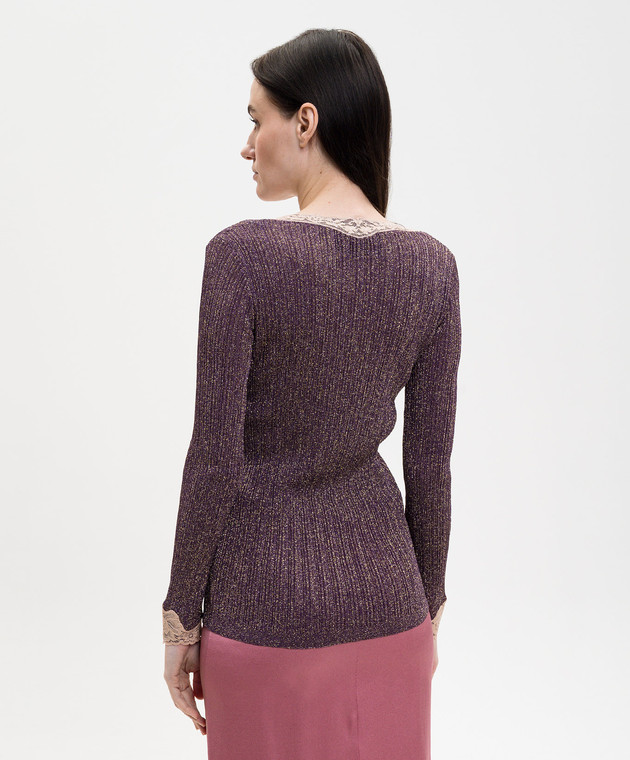 Valentino Фіолетовий кардиган з люрексом та мереживом 8B0KA15KA8T зображення 4