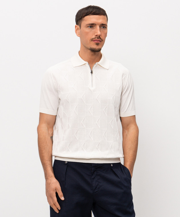 Stefano Ricci Белое поло в узор с логотипом K818111P31F26277 изображение 3