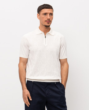 Stefano Ricci Біле поло у візерунок з емблемою K818111P31F26277
