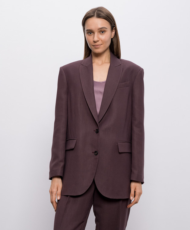 Brunello Cucinelli Фиолетовый жакет с льном MH1267291 изображение 3