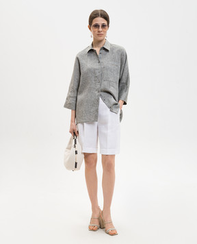 Peserico Серая рубашка из льна с цепочкой мониль S0649102600