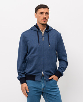 Stefano Ricci Синяя куртка с леном и шелком в виндзорской клетке MZJ6100050DN29HA