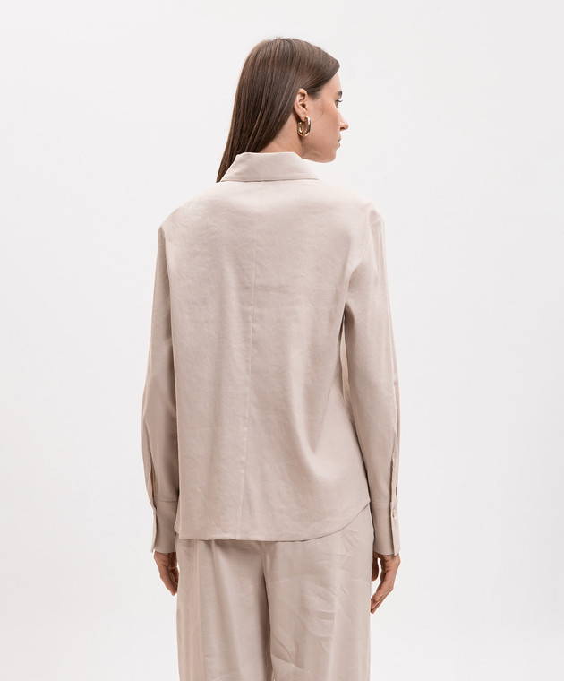 Max Mara Бежева сорочка MXPBADESSE з льоном MXPBADESSE зображення 4