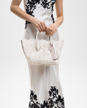 Ermanno Scervino Біла сумка-тоут в квітковий візерунок з брелоком D483S416PYV