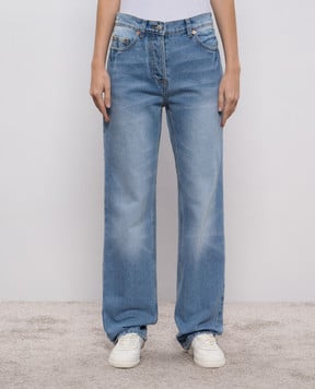 Magda Butrym Голубые джинсы с эффектом потертости DENIM10PANTS362925
