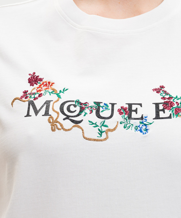 Alexander McQueen Біла футболка з брендовим логотипом 864169QZARQ зображення 5