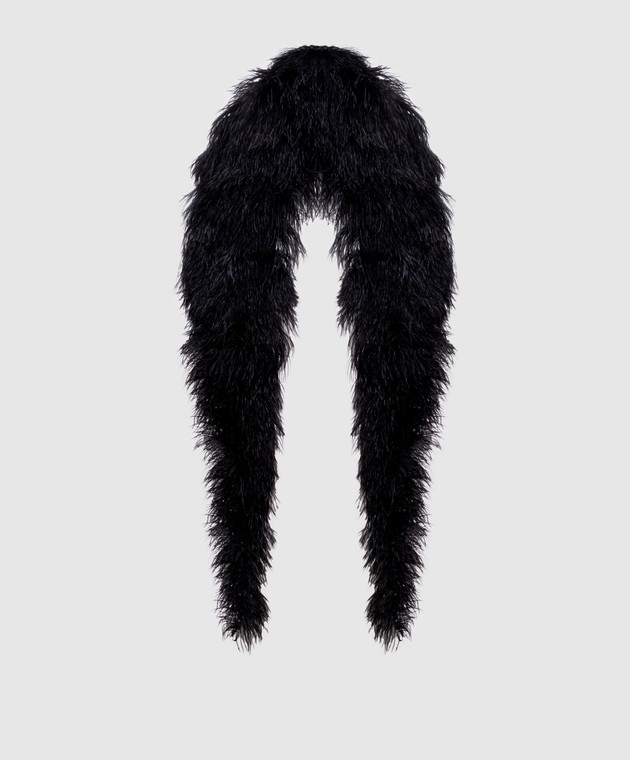 David Koma Черная накидка с перьями SS26DKSCARF