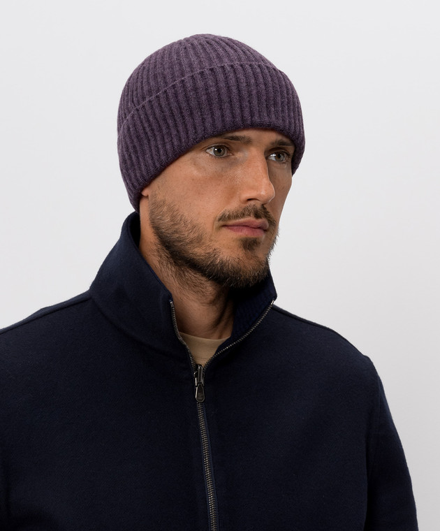 Brunello Cucinelli Фіолетова шапка з кашеміру M2293900 зображення 2
