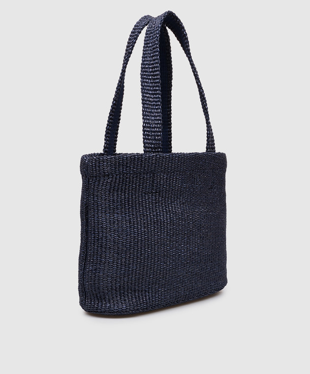 Jimmy Choo Синяя сумка-тоут из рафии East-West BEACHTOTEEWMJYN изображение 3