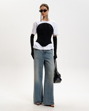 Alexander McQueen Черный корсет-топ из шерсти 819107QJADA