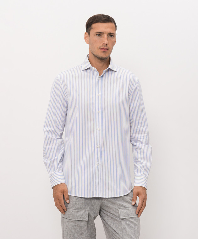 Brunello Cucinelli Белая рубашка в полоску MY6580627 изображение 3
