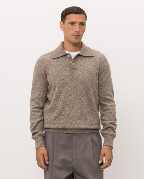 Brunello Cucinelli Коричневое поло с шерстью альпаки и кашемиром MTF709905