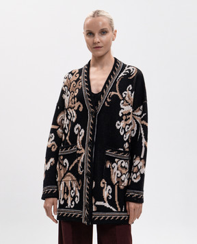 Etro Черный кардиган из шерсти в узор WRKE0159AQ12U