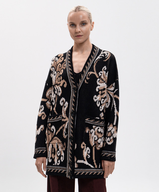 Etro Черный кардиган из шерсти в узор WRKE0159AQ12U изображение 3