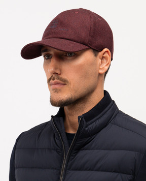 Brunello Cucinelli Бордова кепка з вовни з логотипом M038P9850