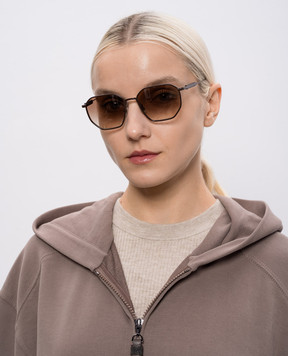 Brunello Cucinelli Коричневые солнцезащитные очки Sartorial Sunset MOCMULTV35