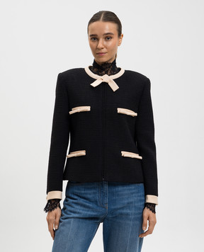 Valentino Черный твидовый жакет из шерсти 7B0CEJ9090Y