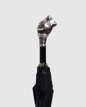 Pasotti Черный складной зонтик Panther с кристаллами Swarovski OMITUO64SRASO62771