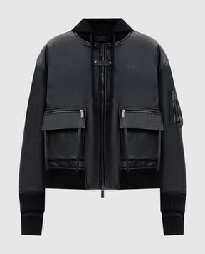 Off-White Черная кожаная куртка 44XJA13SS26L001