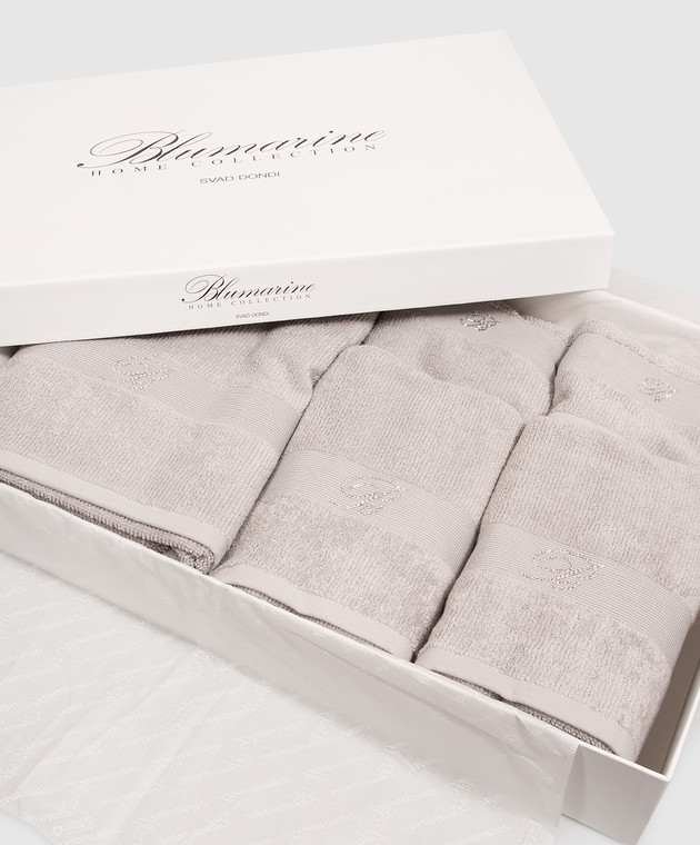 Blumarine Home Набор серых махровых полотенец Risveglio с кристаллами 5 шт W0000250021 изображение 2