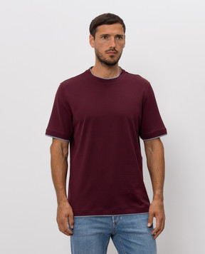 Brunello Cucinelli Бордовая футболка M0B137427