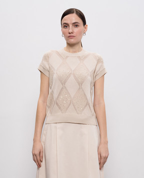 Peserico Бежевый топ в геометрический узор S99162F079333A