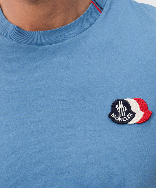 Moncler Синя футболка з нашивкою логотипа L10918C0007489B8Q зображення 4