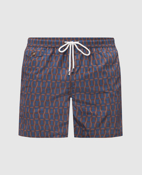 Enrico Mandelli Синие шорты для плавания в принт MARLIN6070