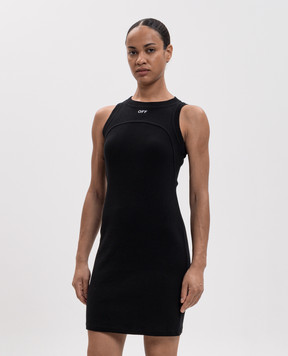 Off-White Чорна сукня міні з вишивкою OFF 2FU00680T