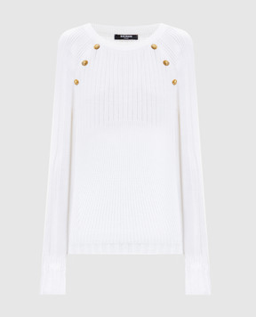 Balmain Белый джемпер с брендовыми заклепками GF1ARA60KJ45