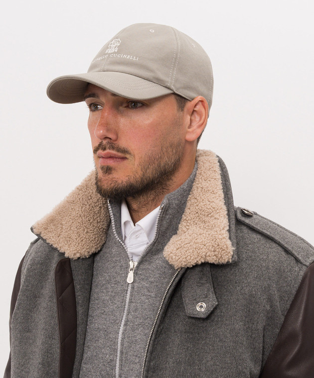 Brunello Cucinelli Кепка цвета хаки с вышивкой логотипа M252D9850 изображение 2