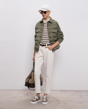 Brunello Cucinelli Комбинированная куртка цвета хаки с цепочкой мониль MD5987696